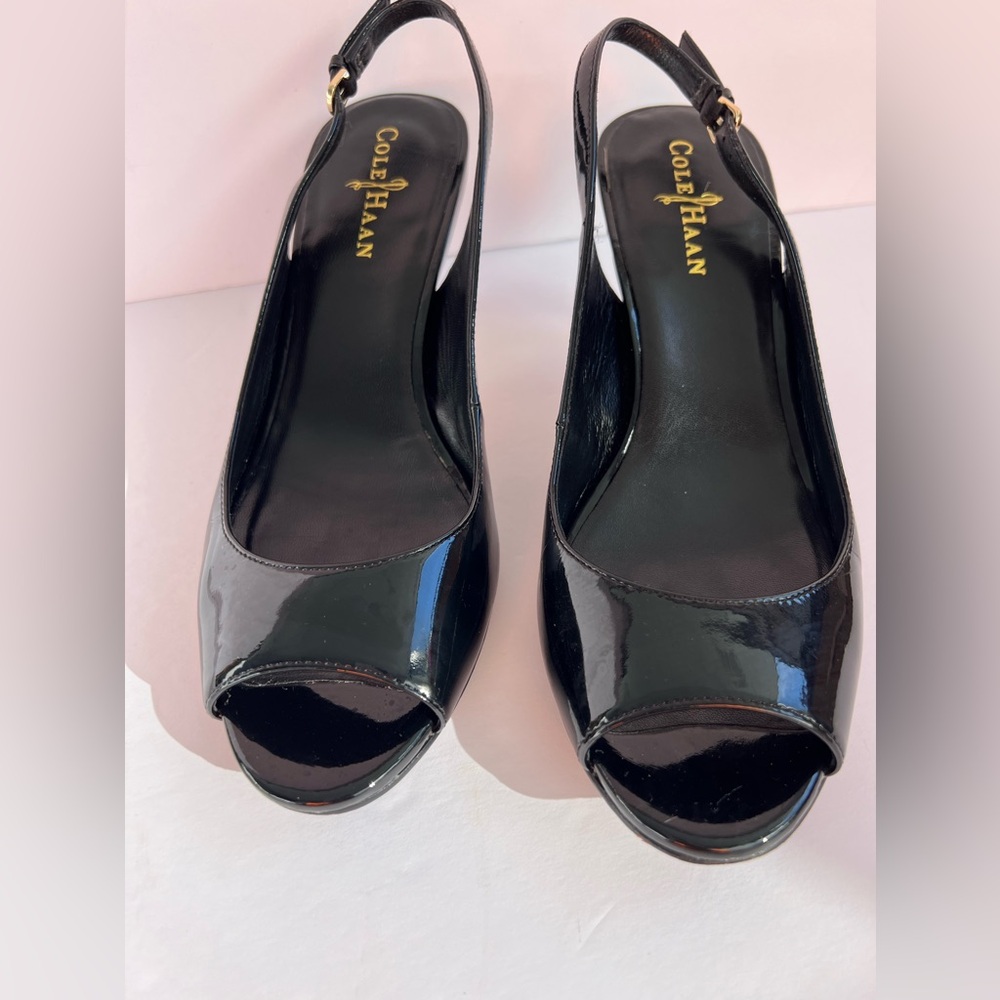 Cole Haan-  Nike Air Black Patent Open Toe Pumps Size 8